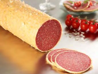 Salami i paprika-svøb 167266 2,5 kg 2 stk EN RIGTIG TYSKER Kvalitetssalami som er svøbt med tørret rød peberfrugt.