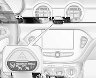 Kontrollampen *OFF lyser konstant i midterkonsollen VON : airbaggen på højre forsæde er aktiveret 9 Fare Passagerairbaggen må kun deaktiveres i forbindelse med brug af et barnesæde efter