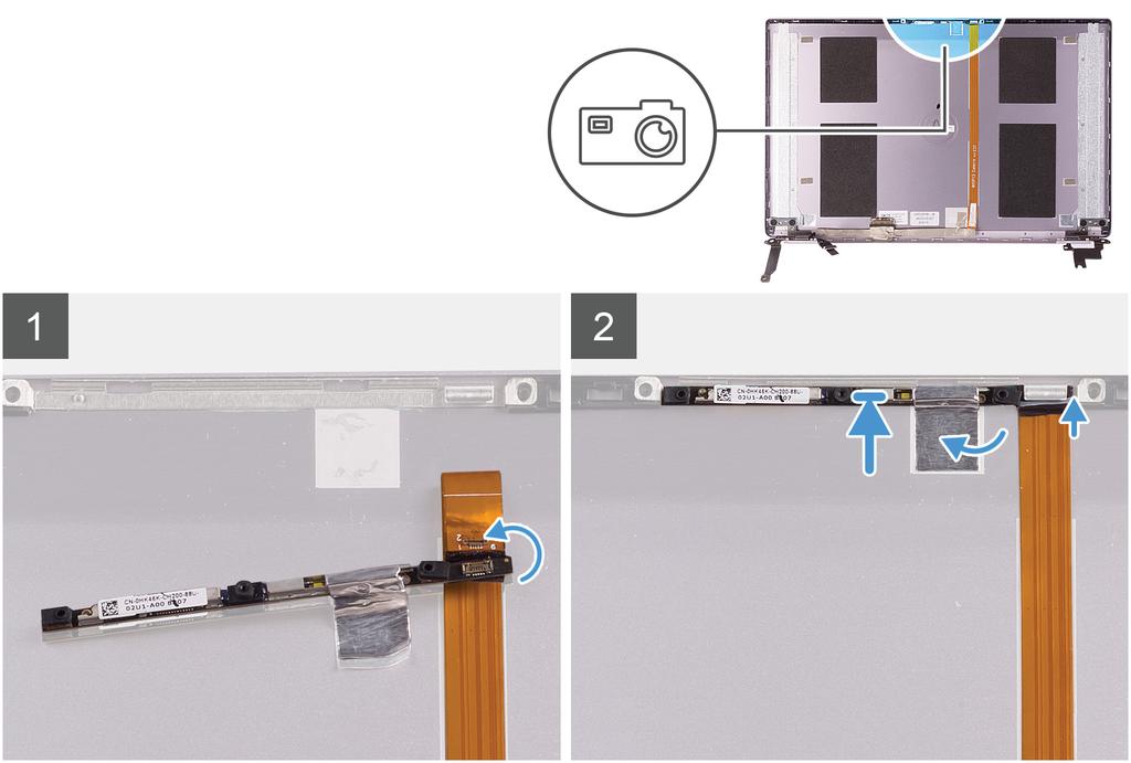 Følgende billede angiver placeringen af kameraet og giver en visuel fremstilling af installaltionsproceduren.