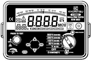 Elma K3021 side 3 Funktioner/egenskaber Kyoritsu 3021 er en isolationstester med 4 testområder for test af lavspændingsinstallationer under 600V.