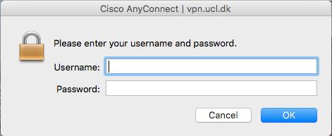 4. Brug VPN på Mac med Sierra 1 Hvis programmet allerede kører, kan man logge ind ved at klikke på Cisco-ikonet i docken eller klikke på det lille ikon ved siden af wifi.