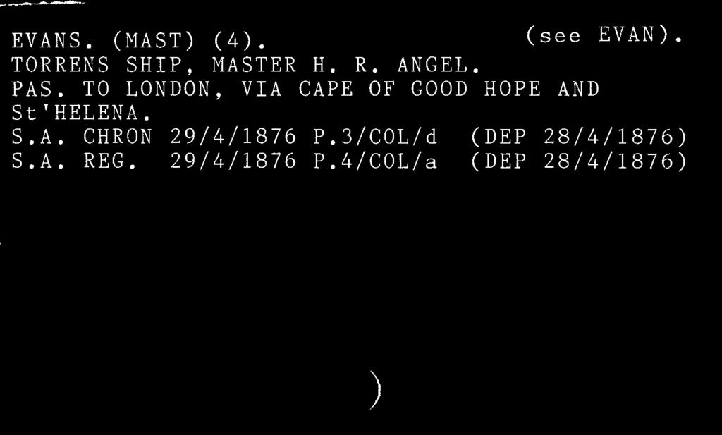 TO LONDON, VIA CAPE OF GOOD HOPE AND St'HPLPNA. S.A. CHRON 29/4/1876 P.