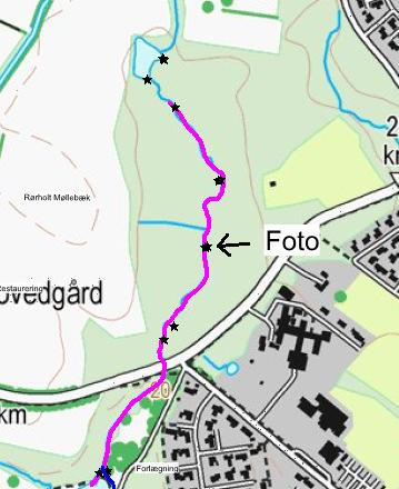 1 og figur 2.1. Indsatsen omhandler restaurering af 711 m vandløb i Rørholt Møllebæk, nord for Øster Møllesø.