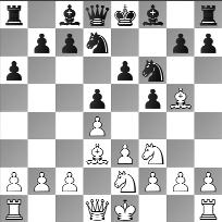 Kristiansen - Rasmussen, 7. runde Her spillede jeg 7 h6? under antagelsen, at 8.Sf4 ikke var godt pga. 8 hxg5 9. Sxe6 De7.