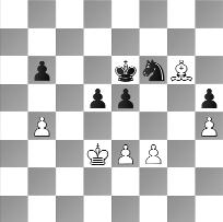 Et klassisk slutspil, hvor Hvid har fordel pga. løber mod springer og en Sort svaghed på h5. For at komme videre skal Hvid dog finde en måde at aktivere sin konge på. 51. f4!