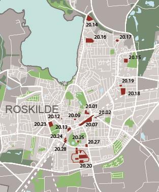 Side6/17 Roskilde Midt Bymidten, Musicon og Himmelev Som led i strategien om den dynamiske bymidte er der i bymidten flere muligheder for fortætning med nye boliger, som kan skabe liv på arealer, der