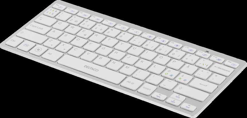 Det materiale dækker hele tastaturet og gør, at det er vandafvisende. Selv Micro-USB-porten, som bruges til opladning af det indbyggede batteri, er beskyttet bag en lille hætte.