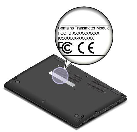 For et forudinstalleret trådløst modul viser denne mærkat det faktiske FCC-id og IC-certificeringsnummeret for det trådløse modul, der er installeret af Lenovo.