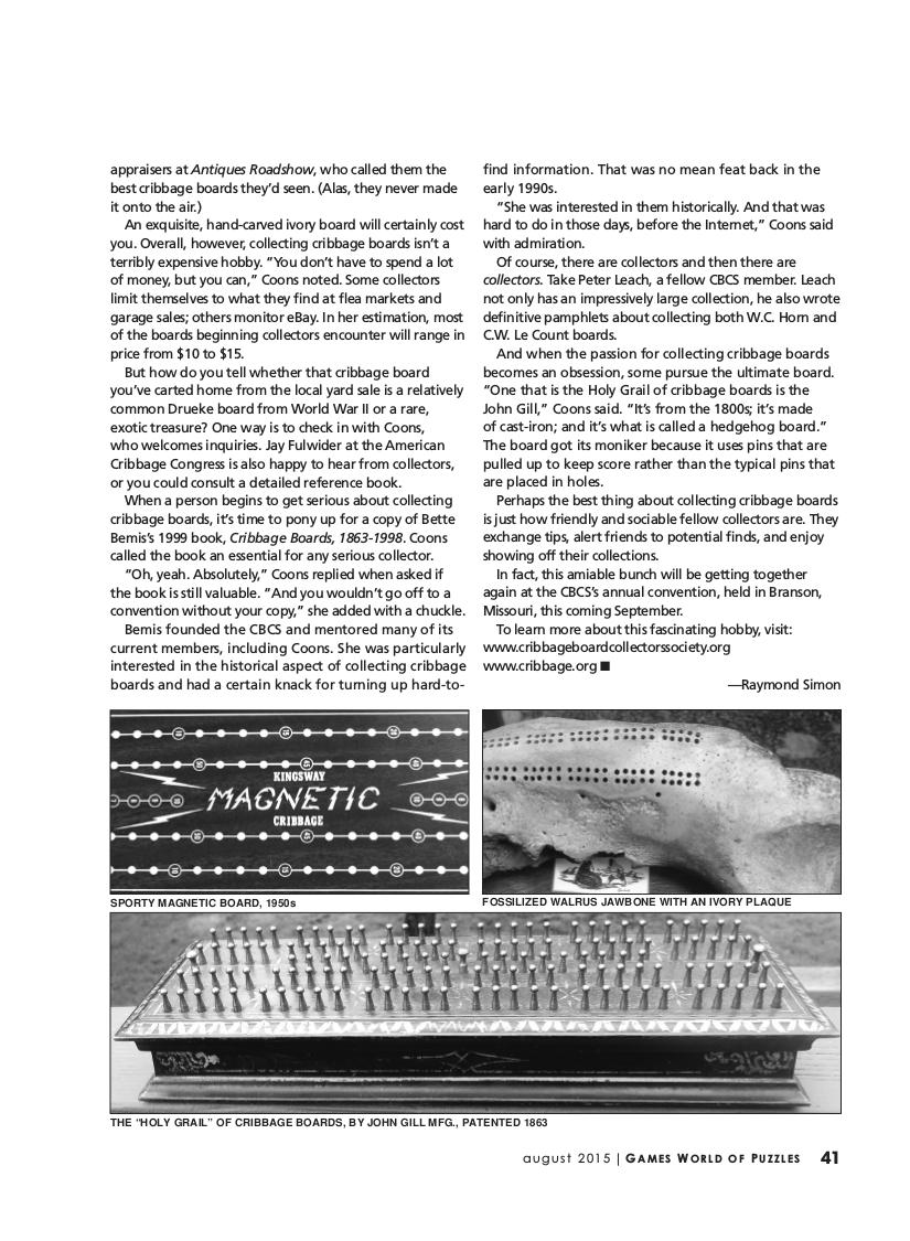 WORLD CRIBBAGE. Ethel Larock (Helena MT) has two Bronzes. She. American  Cribbage Congress. a publication of the DOUBLE BRONZE. Henry Douglass page  5 - PDF Free Download