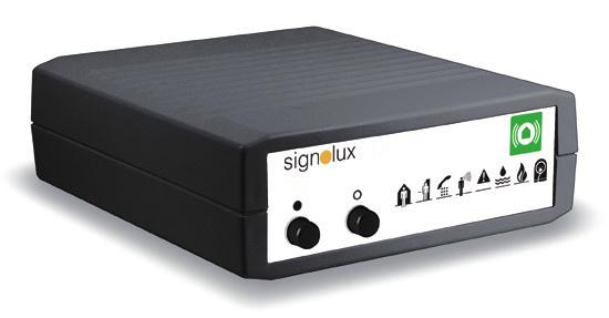 Signolux lysgiver Signolux systemets trådløse lysgiver, der omdanner alarmsignaler og ringetoner til et lyssignal og et lysende symbol.