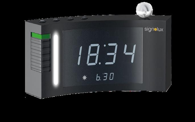 Vækkeuret og varslingsenheden laver alarmsignalerne om til justerbare lyd- og lyssignaler, og displayet indikerer med symboler, hvilken alarm der er aktiveret.