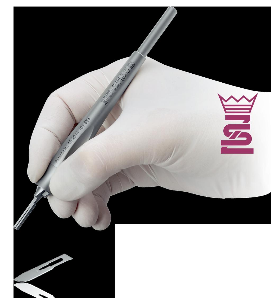 Oral kirurgi & Implantologi Drop-Control skaft Som mekanismen i en kuglepen bliver det brugte blad droppet af ved at