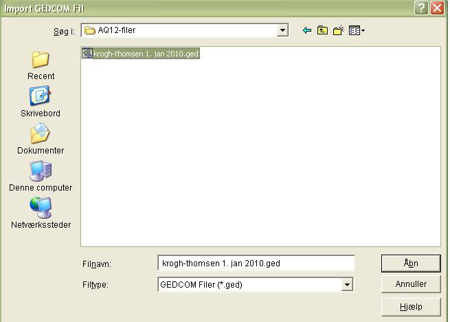 31. Udveksling af gedcom-filer. Import. 24 a. Import af gedcom-fil. Klik på ikonet i værktøjslinien, for Import.