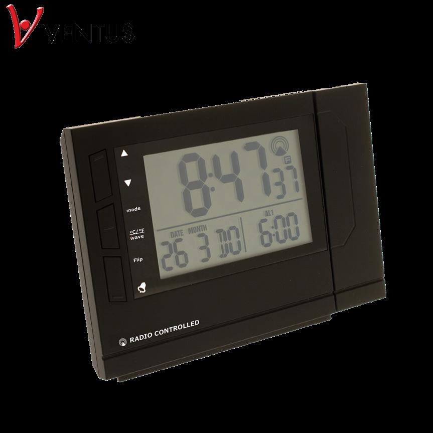 VENTUS Projektor vækkeur W018 W018 vækkeur og termometer Nyt elegant vækkeur og termometer med 180 grader vendbar projektion af klokken.