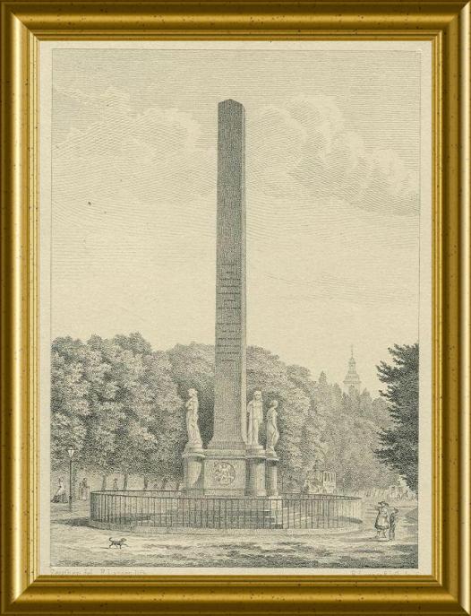 Anders Nielsen (Smed) Tegning fra ca. 1800 - F. Larsen prospect. Frihedsstøtten rejst i perioden 1792-1797 af Kong Frederik den 6. som monument til minde om stavnsbåndets ophævelse i 1788.