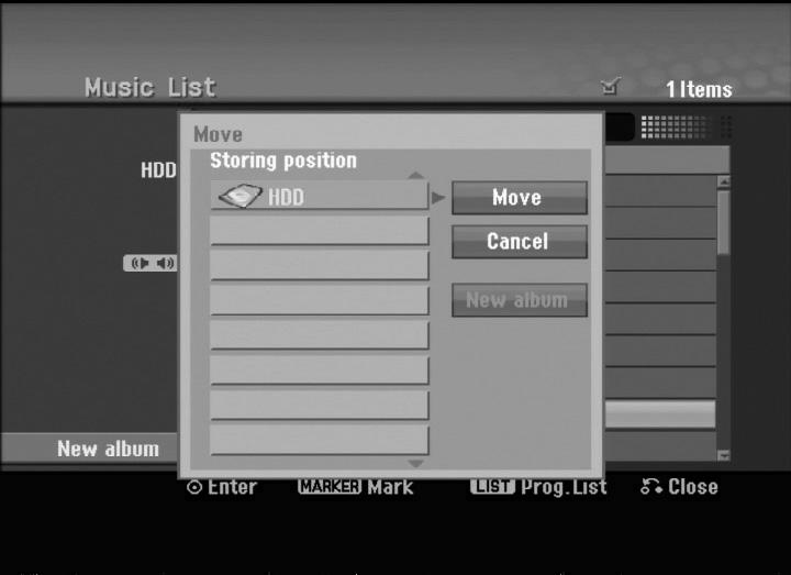 Kopiering af fil/filer til HDD Man kan kopiere en fil(er)/mappe(r) til HDD. 1. Vælg en fil i menuen, som du ønsker at kopiere.