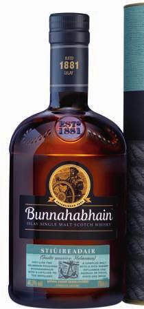 En lang slutning med tørv, krydderier og mandarin, der blusser op igen! 1 liter = 324,30 3 4 1 Bunnahabhain Stiùireadair Islay single malt scotch whisky 46,3 % vol.