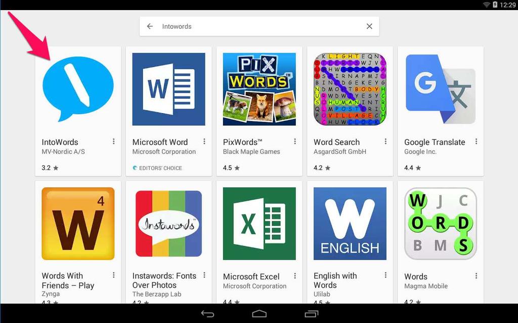 installerer du IntoWords til. 1. Åbn Google Play Store. 2.