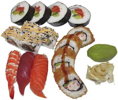 1 stk. laks stick. Frokost Nigiri, Futomaki, sushi 3 Maki og Crunch California 109 1 stk. laks nigiri, 1 stk. tun tun nigiri, nigiri. 1 stk. rejer nigiri. 4 stk.