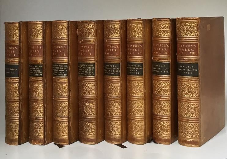 [692071] BYRON, LORD. The Poetical Works of Lord Byron in Eight Volumes. John Murray, London 1839. 8vos.