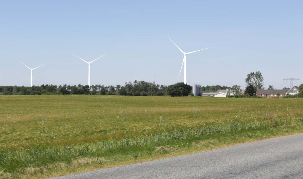 REDEGØRELSE Visualisering af de planlagte vindmøller set fra Kirkebækvej.