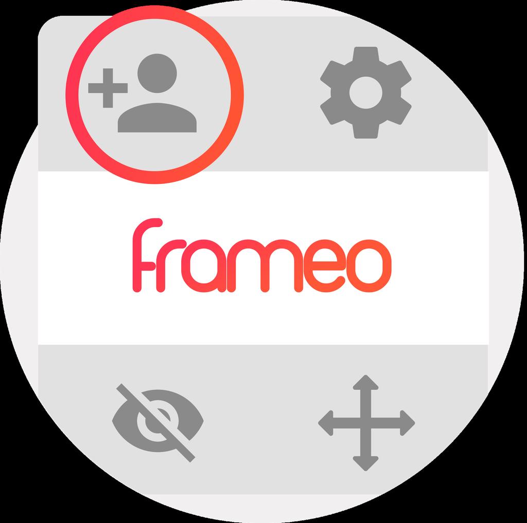 Oprette forbindelsetil ennyven: Sørg for, at din ven har downloadet og installeret frameo-appen Klik på ikonet tilføj ven på din billedramme.