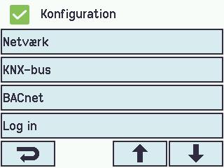 14.16 Feltbus (KNX og BACnet) Kun når et feltbuskort med feltbusinterface er tilsluttet brandcentralen vises de forskellige feltbus menuer på touchskærmen.