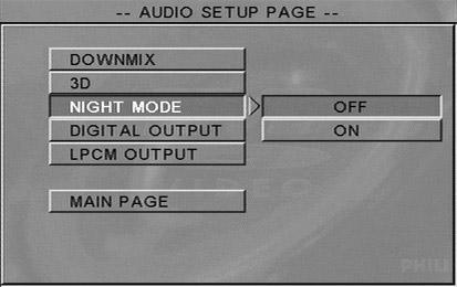 On (Til): Aktiver 3D-lyd. 4 Tryk på OK og 1 for at vende tilbage til Audio Setup Page (menuen Ops. af lyd).