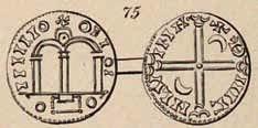 Fig. 1. Mønten med den romanske dobbeltbue på forsiden, mens bagsidens indskrift LV. antyder Lund som prægested. Den kgl. Mønt- og medaillesamling, Fundprotokol XIII.259, 1,16 g.