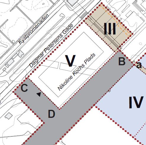 9. Byggemodningsarbejder Figur 7 Lokalplankort 1, oversigt over vejadgang Ved planlægningen af byggefeltet ved Nikoline Kochs Plads skal der tages hensyn til adgangsforhold for brand- og