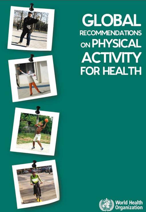 Globale anbefalinger for fysisk aktivitet 150 min moderat fysisk træning, eller 75 min hård fysisk træning,
