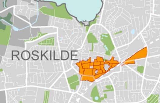 Nedenfor er de områder, hvor Roskilde Kommune især vægter udvikling af et varieret byliv. Roskilde bymidte incl.