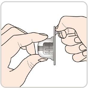Tag beklædningen af hætteglasadapteren, men tag ikke hætteglasadapteren ud. Hold hætteglasset med proppen opad.