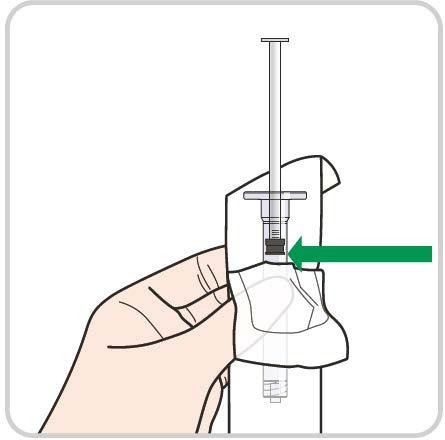 Dosis + 0,1 ml Brug IKKE den hvide stempelstang til at trække sprøjten ud af pakningen. Hold sprøjten på området med inddelinger og træk den ud af pakningen.