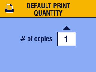 Kapitel 6 Ændring af standardantal udskrifter Indstillingen Default Print Quantity (Standardantal udskrifter) bestemmer den værdi, der vises på skærmen Share Print (Del udskrift) (side 62).