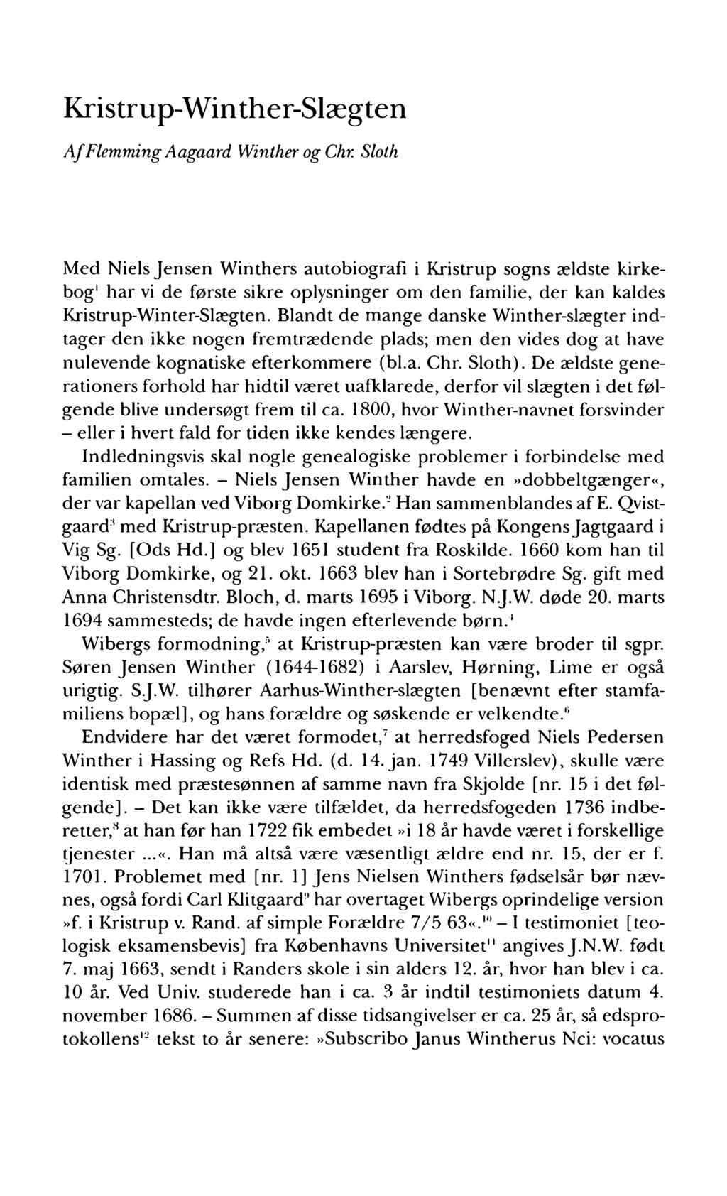Kristrup-Winther-Slægten Af Flemming Aagaard Winther og Chr.