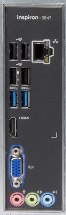 Bagpanel Front USB 2.0-porte (4) Netværksport USB 3.0-porte (2) Tilbage HDMI-out-port VGA-port Bagpanel USB 2.0-porte (4) Tilslut perifert udstyr så som lagerenheder, printere osv.