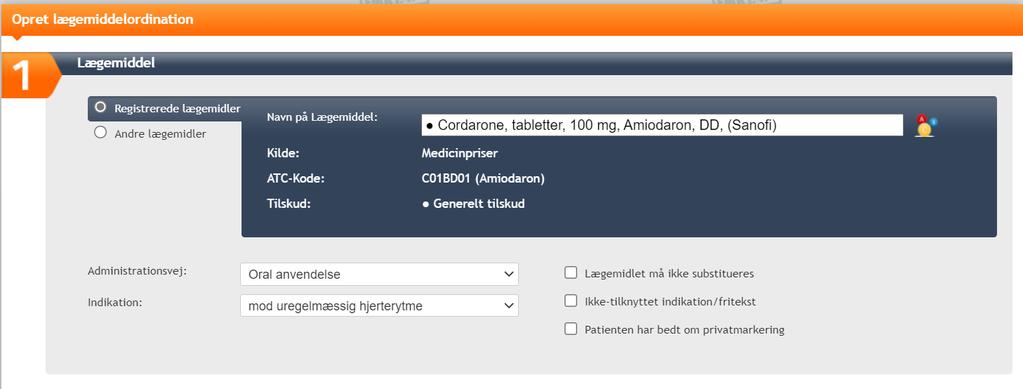 Log-in på FMK-online.dk, fremsøg patienten og klik på fanebladet Fælles medicinkort.