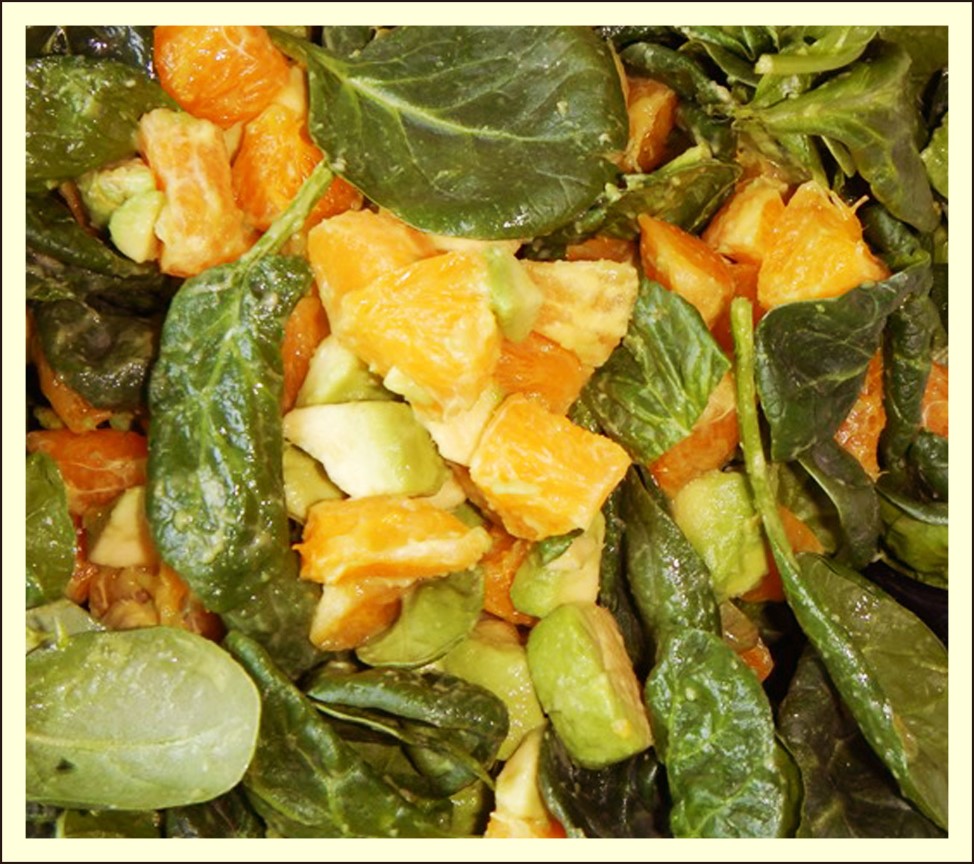 Eksempler på spinats anvendelse fra vores kostplaner: Her ses en lækker spinat salat med appelsin