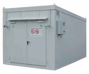 000 kg/m2 Selvlukkende døre med anti-panik-funktion Døren anbringes efter ønske på langsiden eller kortsiden Korrosionsbeskyttelse ved hjælp af lakering i RAL 9002, gråhvid
