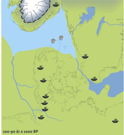 Mellem Weichsel Ishavets bugt, der dækkede Vendsyssel, bredte sig dybt ind i Kattegat til trods for at det globale havniveau lå 50 til 75 m under det nuværende.