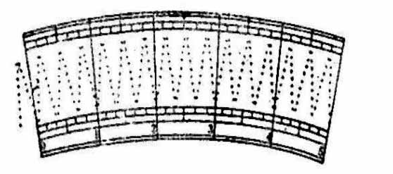 Tycho udviklede selv skalaen på sekstanten (se Figur 13). Hver streg markerer 1. Hver af de små streger over og under det prikkede område markerer 1.