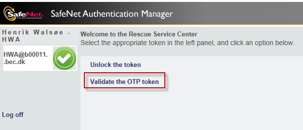 Rescue Service Center Validate the OTP token Ref.