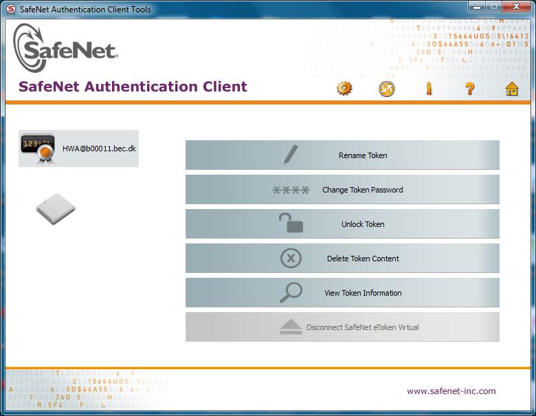 SafeNet Authentication Client Tools (etoken properties) Isæt etoken, og højre klik på SafeNet ikonet nede i meddelelsesområdet: Rename etoken Anvendes ikke.