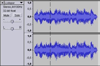 Her er det færdige resultat: Gem projekt/eksportér lyd Et projekt er "et ufærdigt klip", kan du sige. Så længe du arbejder med et lydprojekt, gemmer du som Audacity projekt.