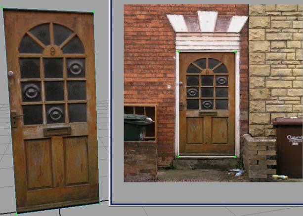 Kapitel 2. 3D teknologi og Silverlight 10 Figur 2.2 3D og UV mapning [3] Figur 2.2 viser et billede af en facade på en bygning.