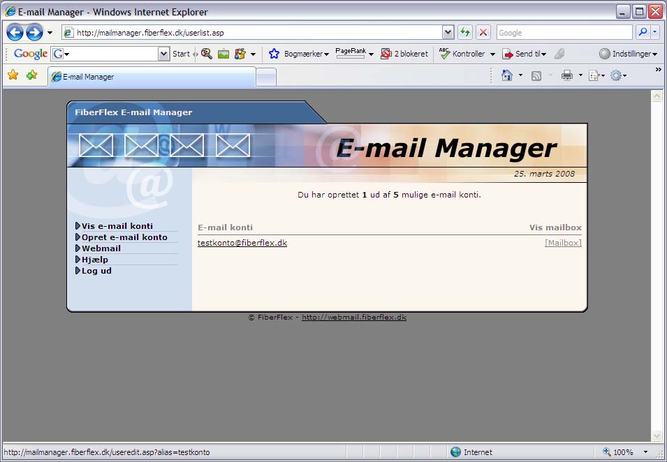 Ønsker du at nedlægge din e-mail konto Klik dig ind på portalen (følg manualen
