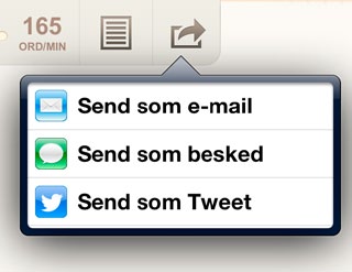 Del Vælg Del for at sende din tekst som e-mail, besked eller til Twitter.