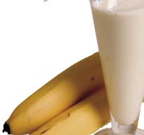 Banansmoothie 2 store glas 2 dl appelsinjuice 2 dl ymer 1/2 dl piskefløde 1 banan 1 tsk sukker 1 stort glas Energi: 1.