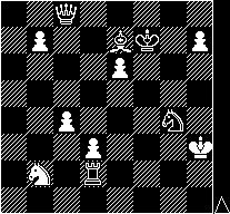 xg4 3. f3++. 1.-, xg4 2. g8+, h2 3. g2++. 1. -,e5 2. f6+, g3 4. e4++ 4 modelmatter og ingen hvide bønder.